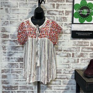 Savanna Jane Multicolor Embroidered Blouse Womens small